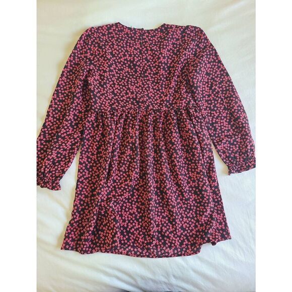 BP. Women's Floral Print Dress Small Black Graphic Blooms Long Sleeve Dress - Picture 4 of 6